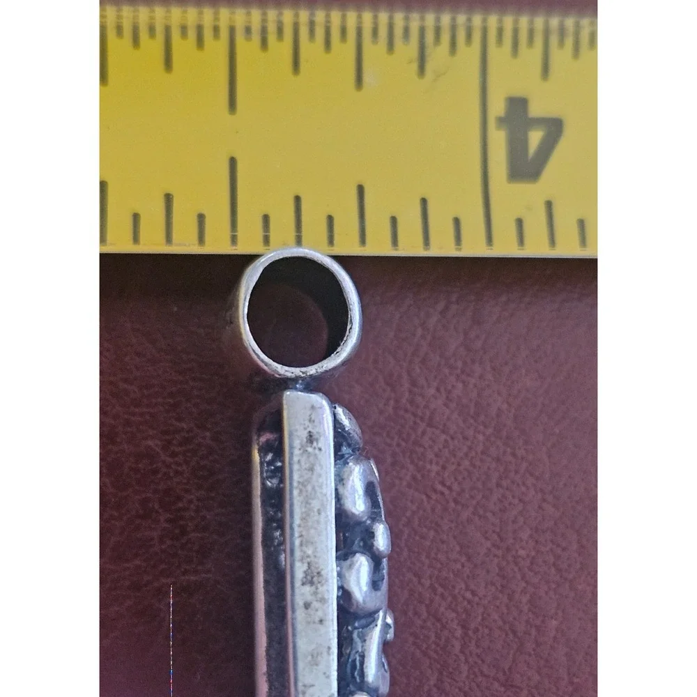 Vintage ATI Mexico 925 Sterling Silver Scrollwork Slider Bar Pendant 1.25